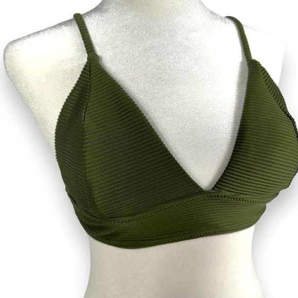 4 for $20 SALE! CUPSHE V Neck Ribbed Bikini Top, Dark Olive Green, Size Small - Picture 4 of 9